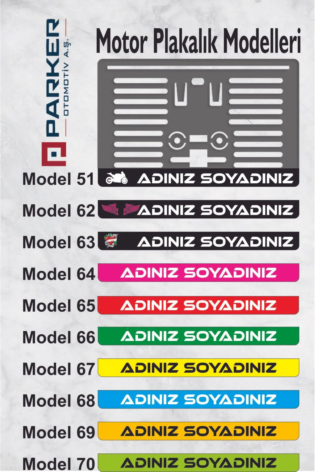 Motor Plakalık Isimli Kişiye Özel
