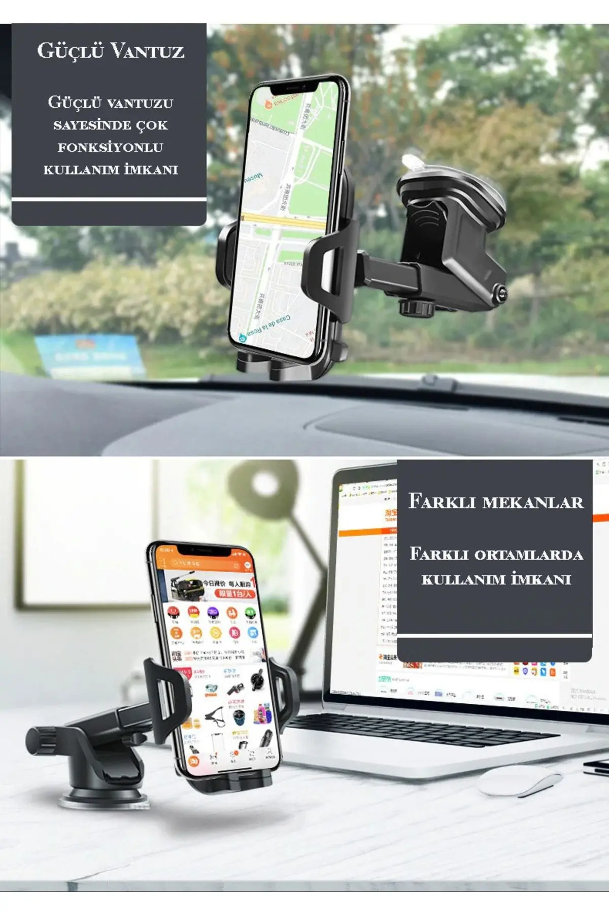 Araç Içi Uzayan Ayarlanabilir Vantuzlu Telefon Tutucu