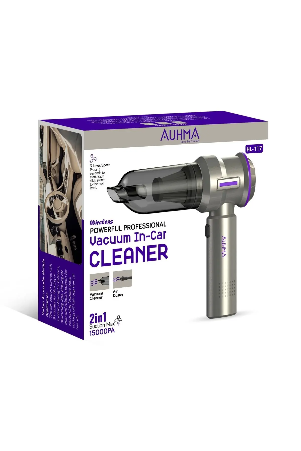 Auhma 2 İn 1 15000PA 3 Kademeli Vakumlu Üflemeli Araç Süpergesi Hl-117