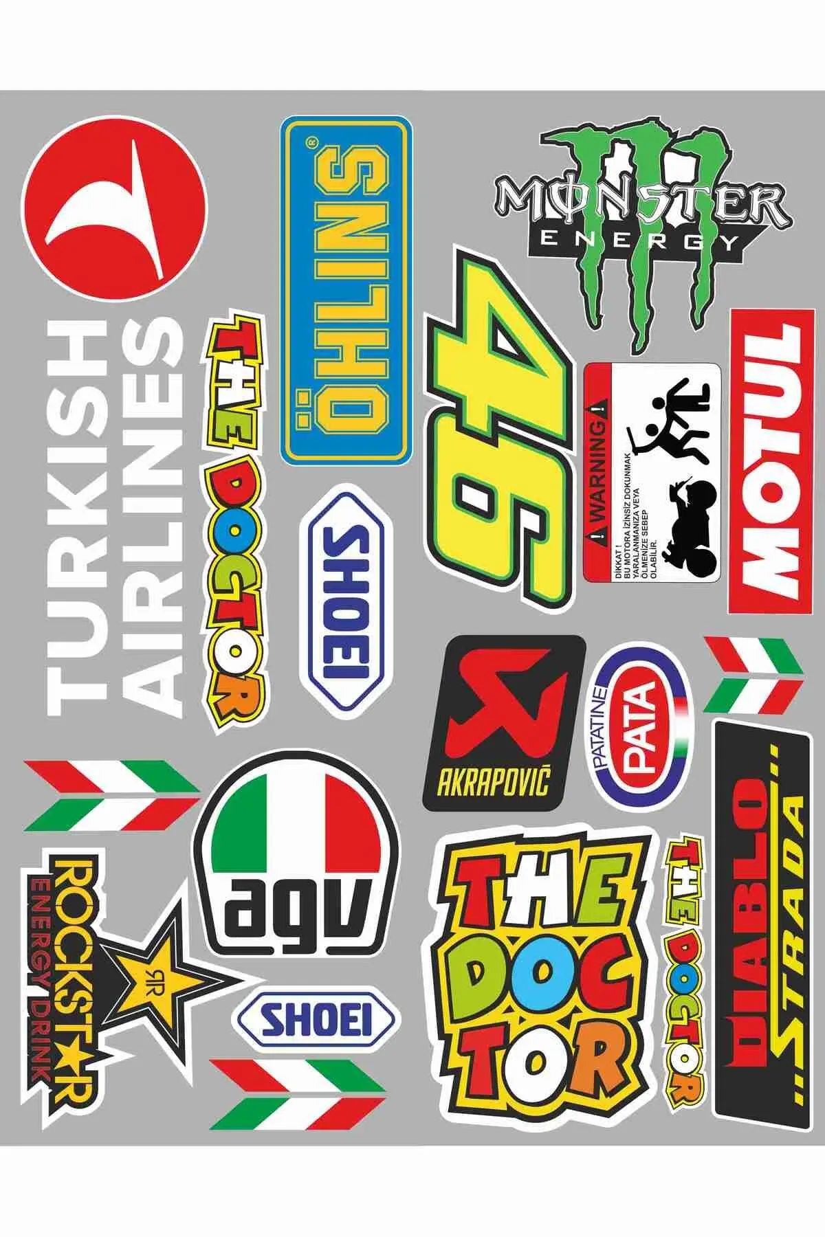 UBGA GIFT VR TREND MOTORSİKLET EKİPMAN STİCKER SETİ