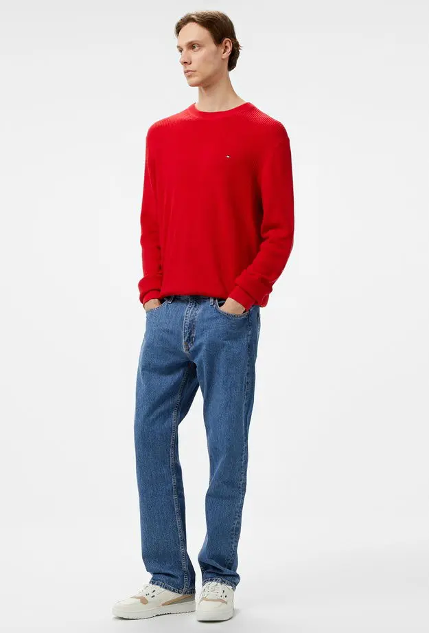 Tommy Hilfiger Structure Crew Nk Erkek Kırmızı Kazak