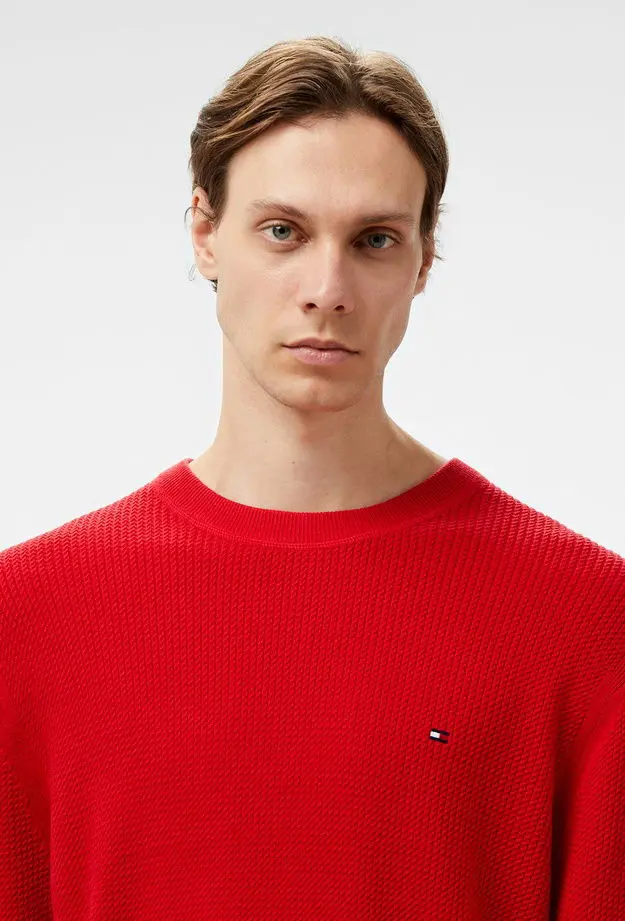 Tommy Hilfiger Structure Crew Nk Erkek Kırmızı Kazak