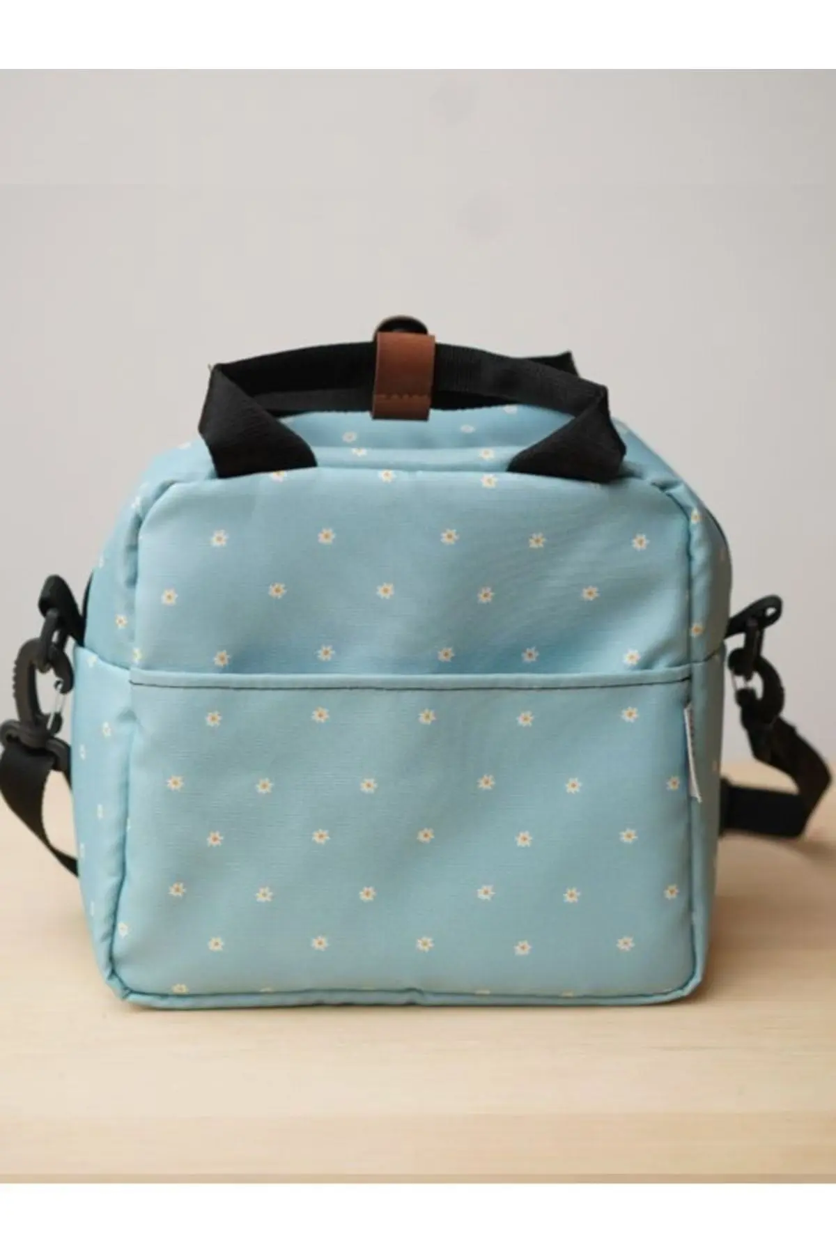 Isı Yalıtımlı Su Geçirmez Termal Çanta Yemek Taşıma Beslenme Çantası Askılı Çiçek Desenli
