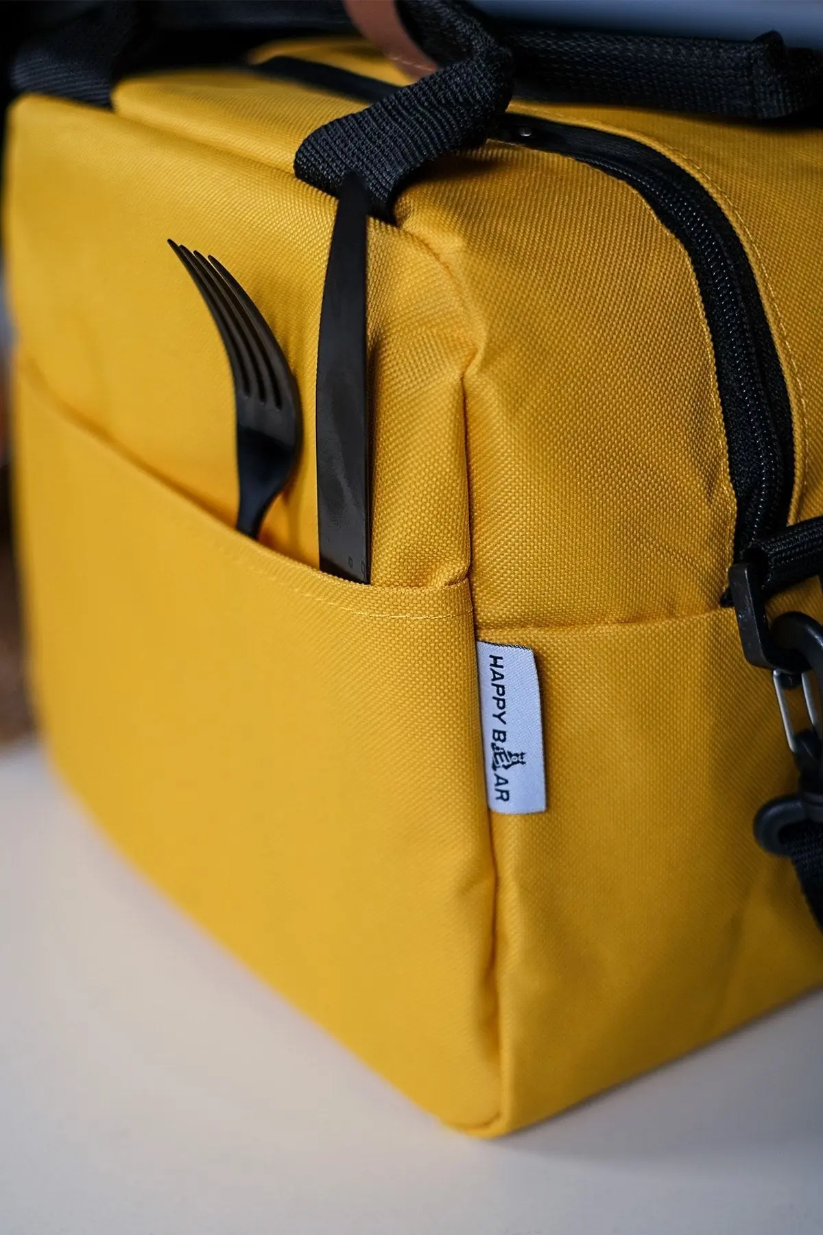 Sarı Isı Yalıtımlı Su Geçirmez Termal Çanta Yemek Taşıma Beslenme Çantası Askılı