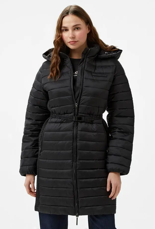 Calvin Klein Calvin Klein Padded Smocking Knee Kadın Siyah Mont