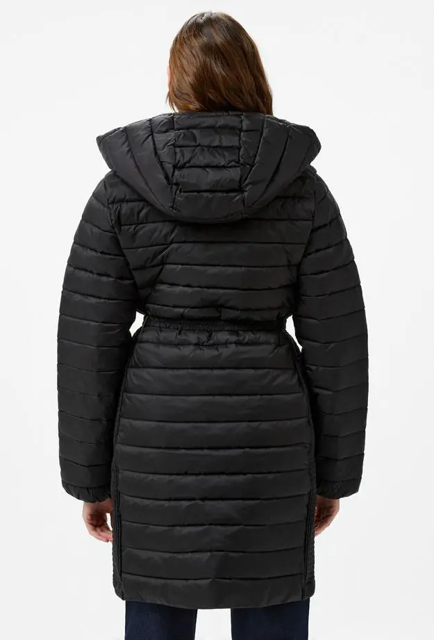 Calvin Klein Padded Smocking Knee Kadın Siyah Mont