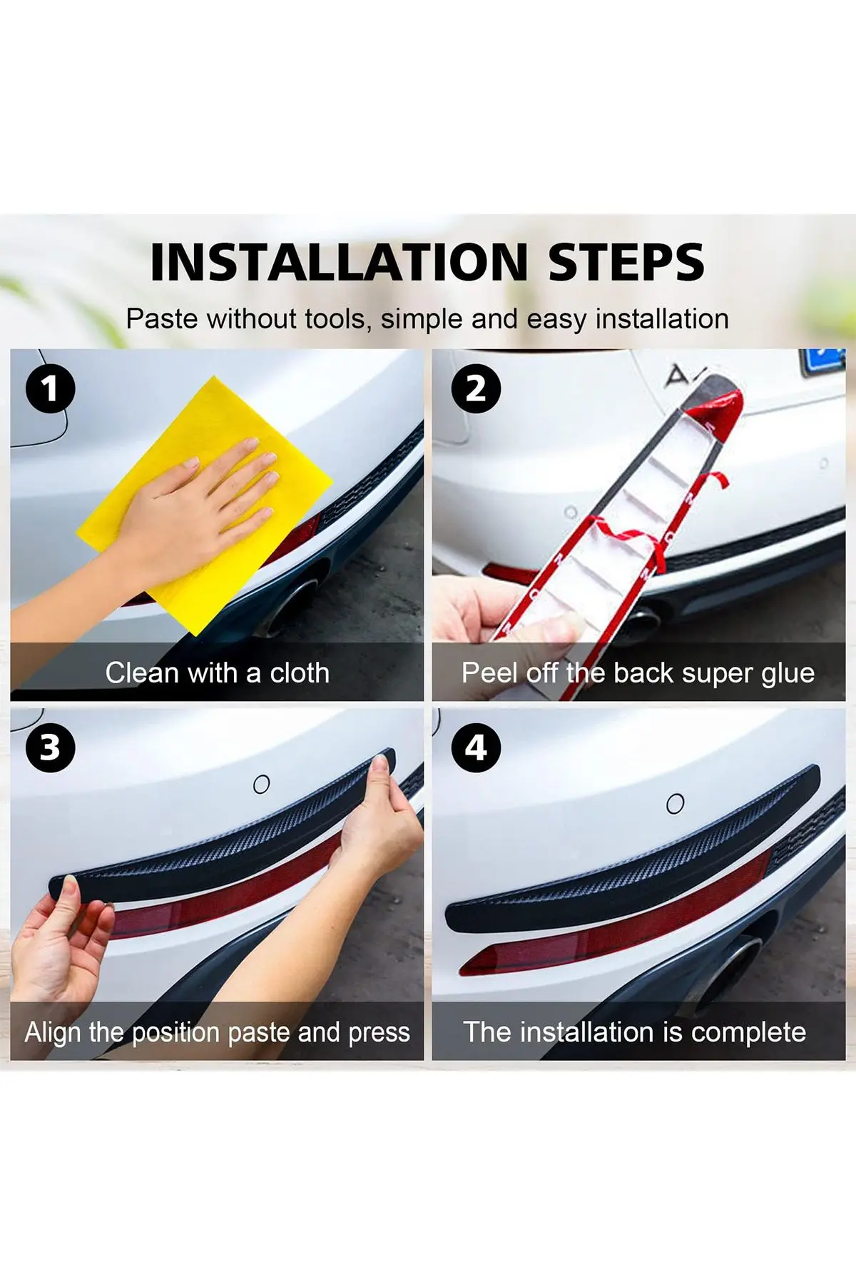 5D Karbon Esnek Tampon Koruma Bandı Tampon Koruyucu Şerit Yumuşak Bant 2'li Paket Siyah Karbon