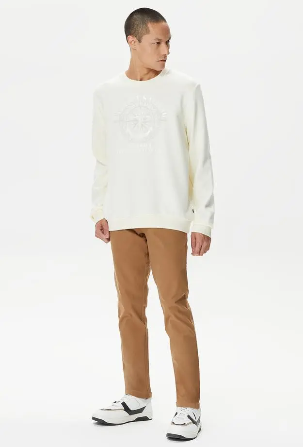 Nautica Erkek Beyaz Standart Fit Sweatshirt