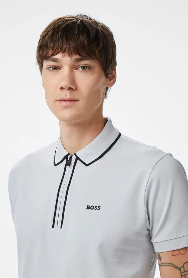 Boss Philix Tape Erkek Gri Polo