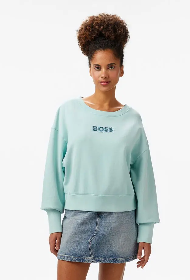 Boss Elay Stonebadge Kadın Mavi Sweatshirt
