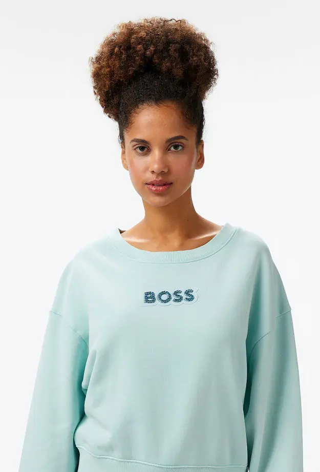 Boss Elay Stonebadge Kadın Mavi Sweatshirt