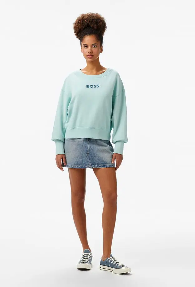 Boss Elay Stonebadge Kadın Mavi Sweatshirt