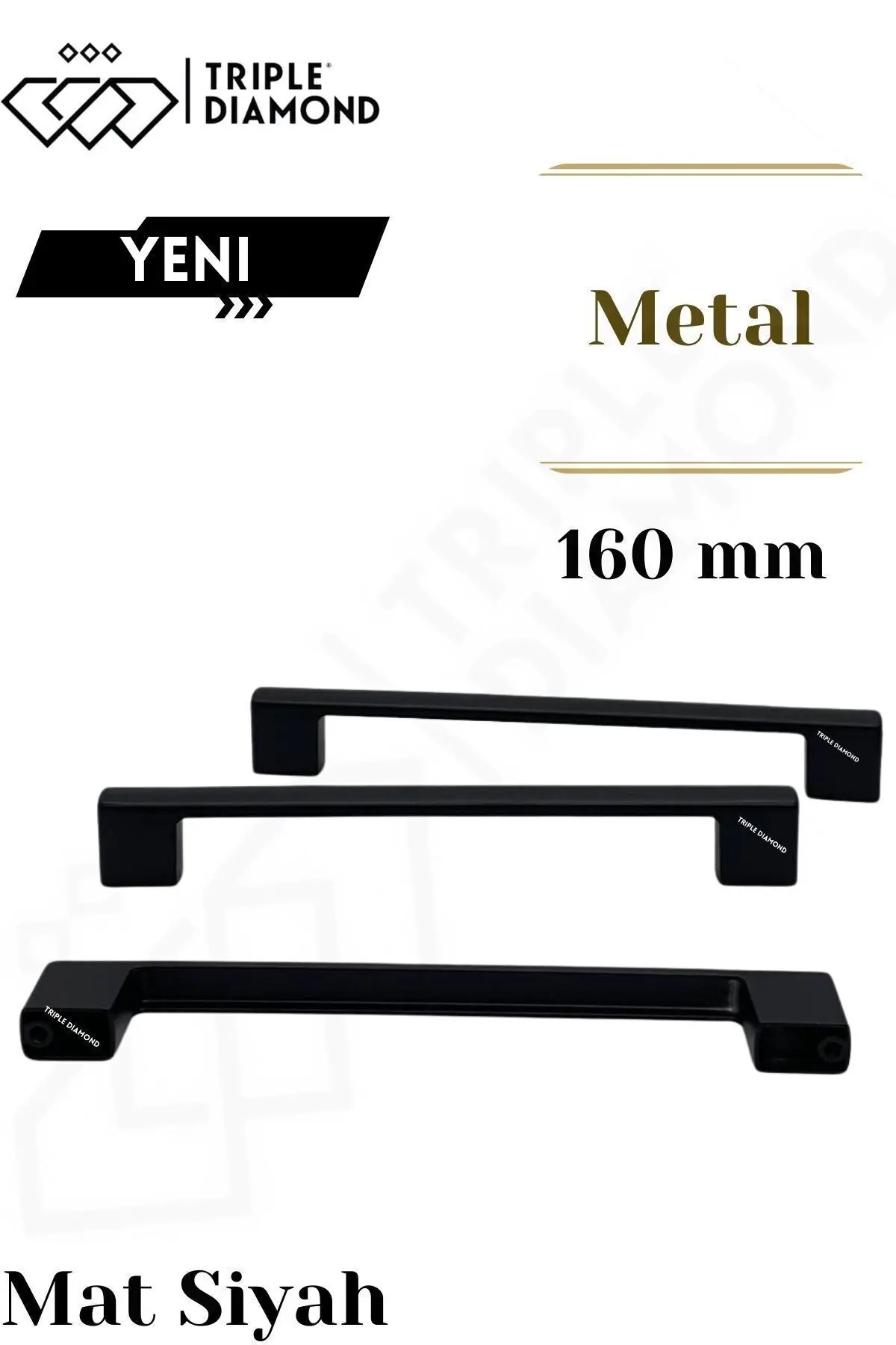 160 mm Metal Siyah Çekmece Kulpları Dolap Mutfak Mobilya Kulpu 1 Adet ( 16 cm ) = 160mm