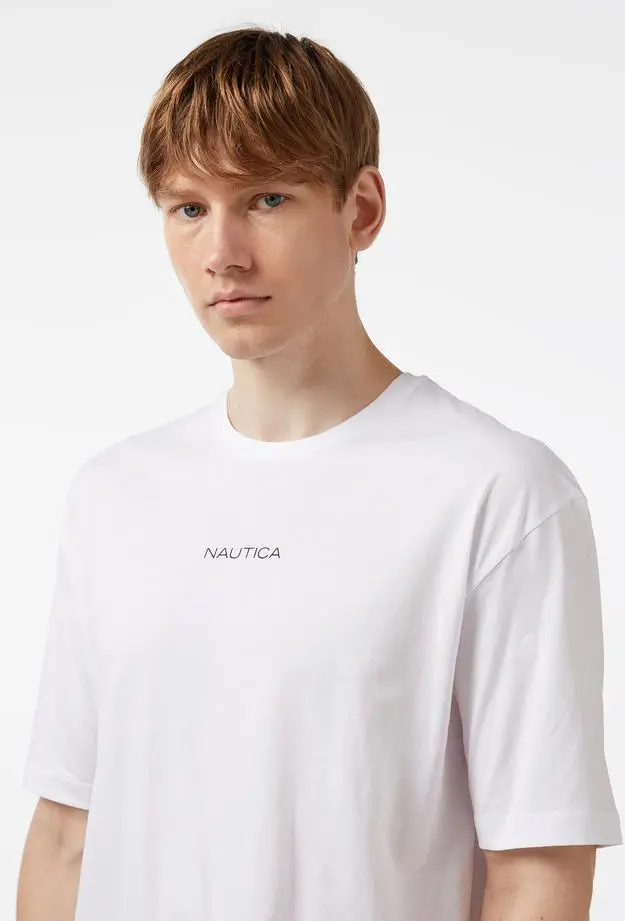 Nautica Erkek Beyaz Oversize T-Shirt