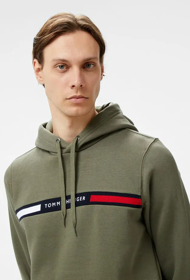 Tommy Hilfiger Hilfiger Chest insert Erkek Yeşil Hoodie