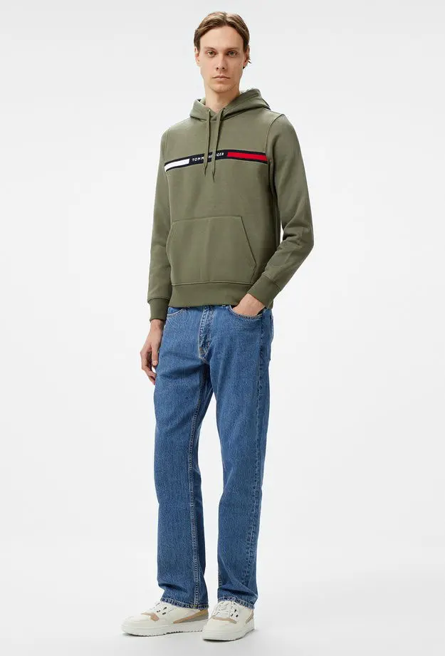 Tommy Hilfiger Hilfiger Chest insert Erkek Yeşil Hoodie