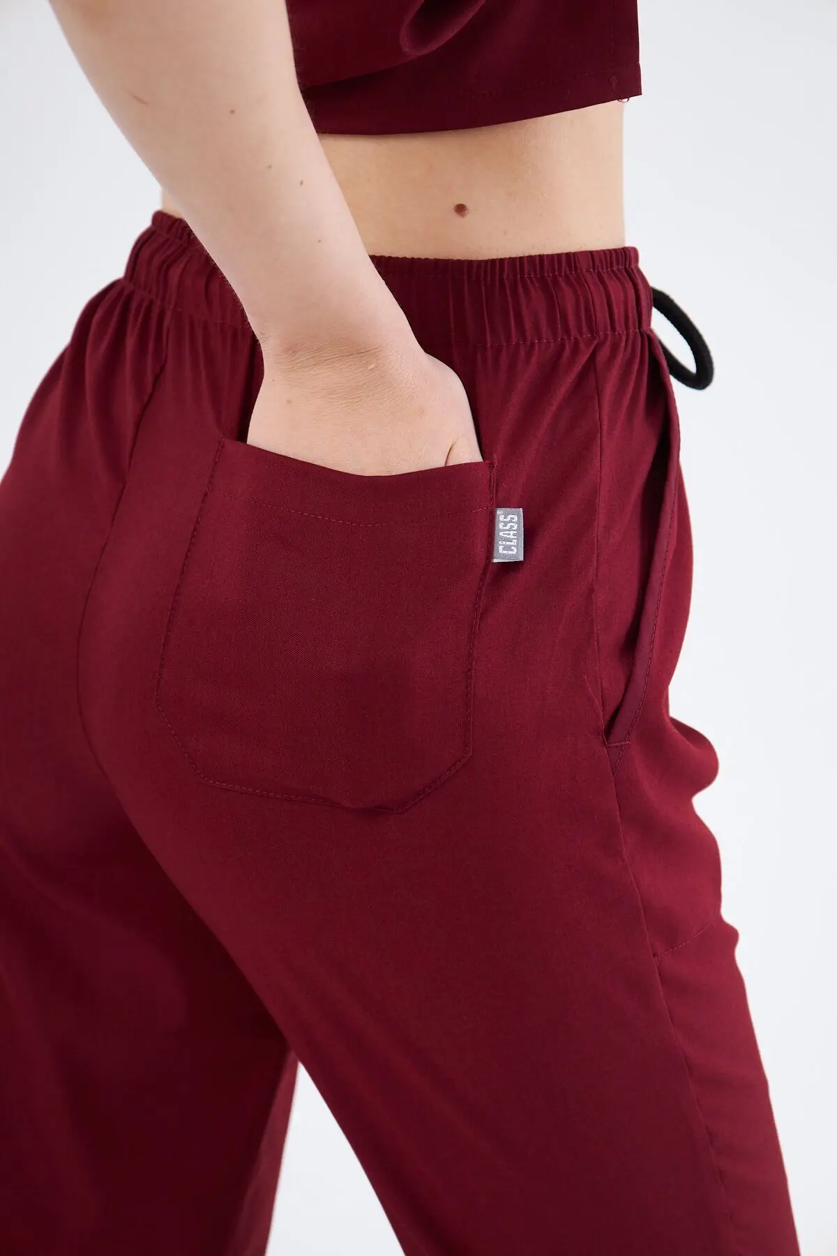 Bordo Medikal Hemşire Üniforması Unisex Yüksek Pamuk Likra Doktor Hekim Hemşire Scrubs