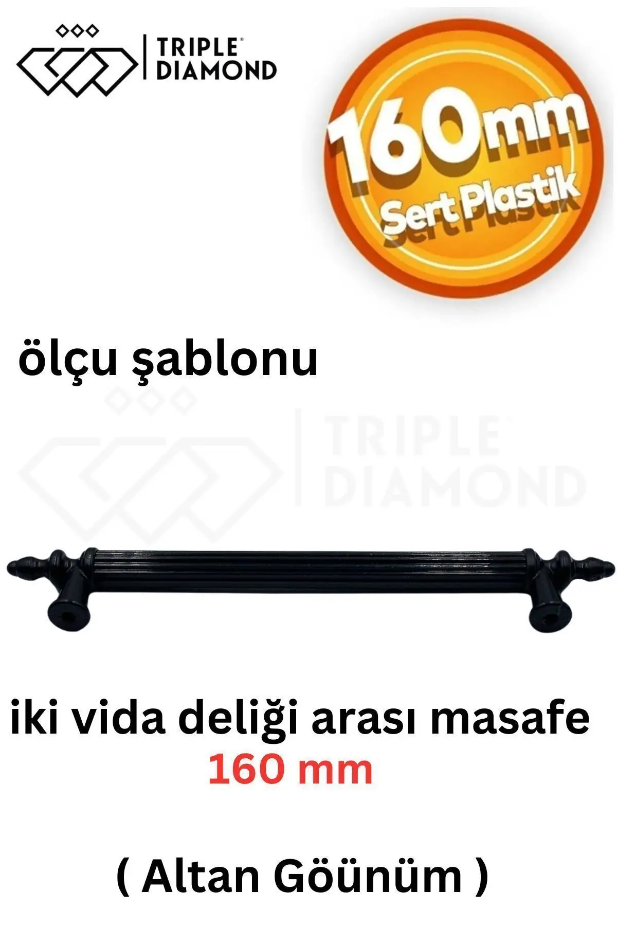 160 Mm Siyah Çekmece Kulpları Dolap Mobilya Kulp Sert Polimer Kulpu Vidadahil ( 16 Cm ) = 160 Mm