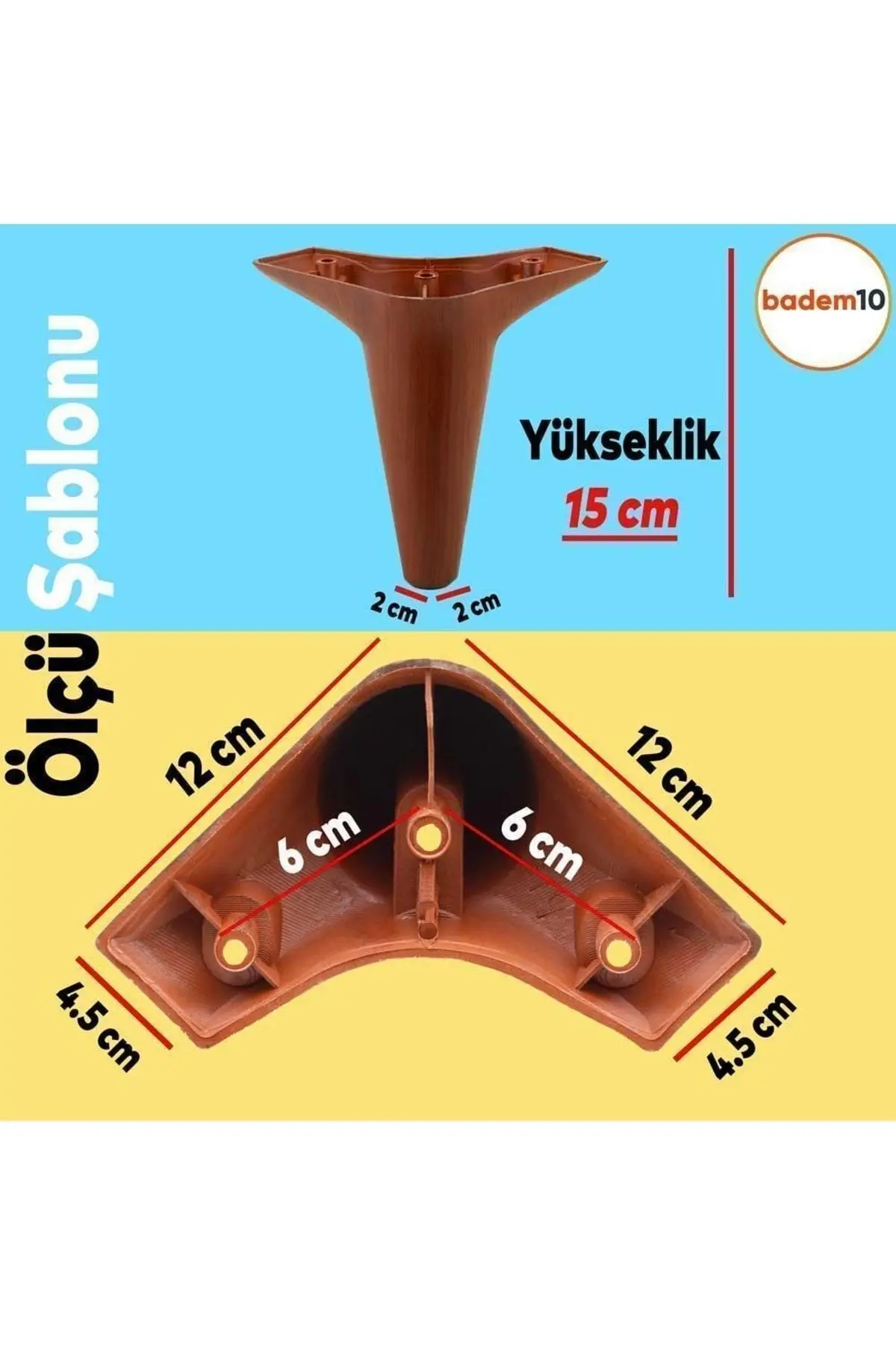 Aspen 6'lı Set Mobilya Tv Ünitesi Çekyat Koltuk Kanepe Baza Destek Ayağı Ayakları 15 Cm Kahverengi