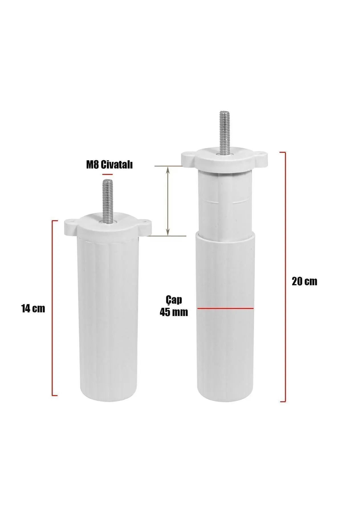 20'li Set Aspen Lüks Mobilya Koltuk Kanepe Tv Ünitesi Yükseltme Destek Ayağı 15 cm Beyaz Ayakları