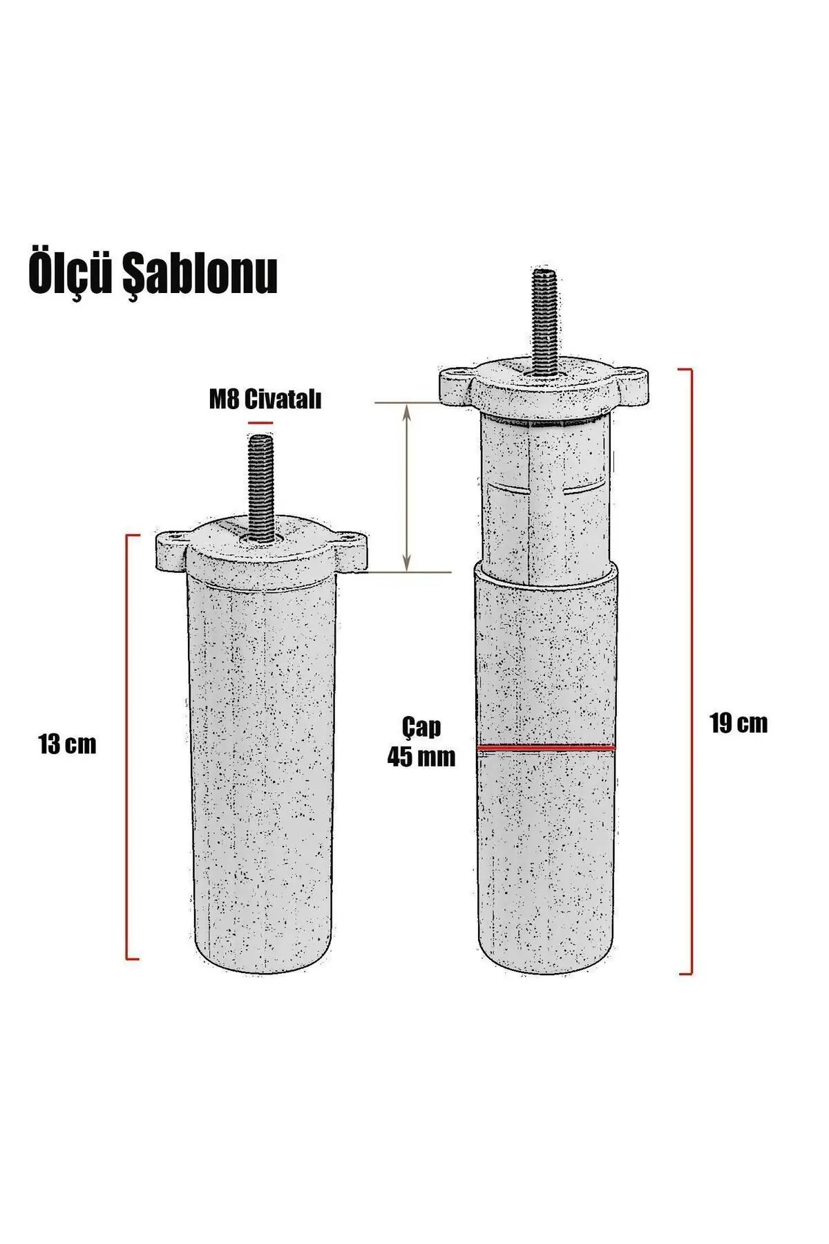 20'li Set Aspen Lüks Mobilya Koltuk Kanepe Tv Ünitesi Yükseltme Destek Ayağı 15 cm Siyah Ayakları