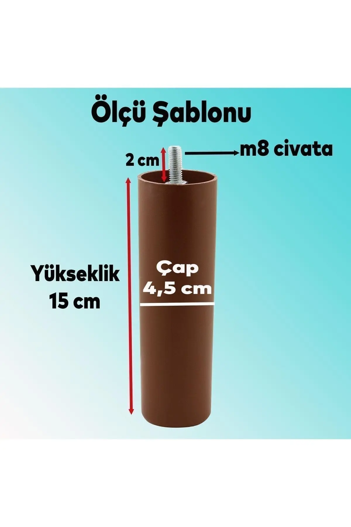 Aspen 6'lı Set Mobilya Tv Ünitesi Çekyat Koltuk Kanepe Baza Destek Ayağı Ayakları 15 Cm Kahverengi