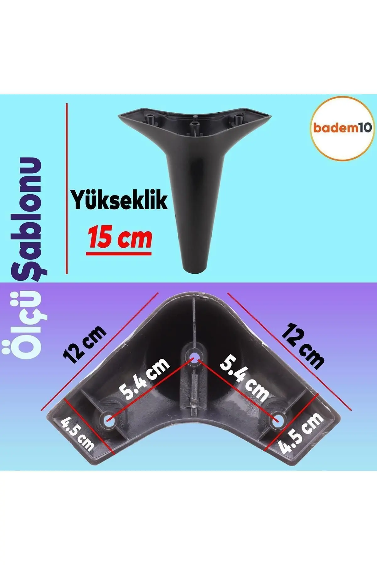 20'li Set Aspen Lüks Mobilya Koltuk Kanepe Tv Ünitesi Yükseltme Destek Ayağı 15 cm Siyah Ayakları