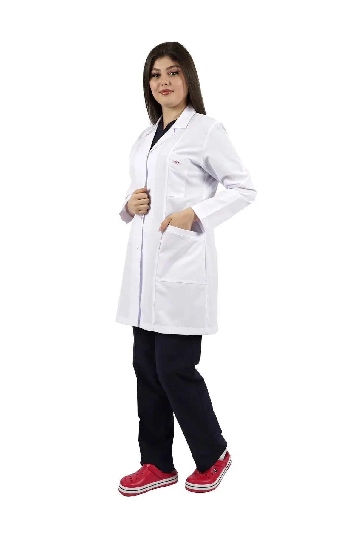 Gömlek Yaka Orta Boy Beyaz Önlük Kadın Doktor Öğretmen Hemşire Laboratuvar Önlüğü