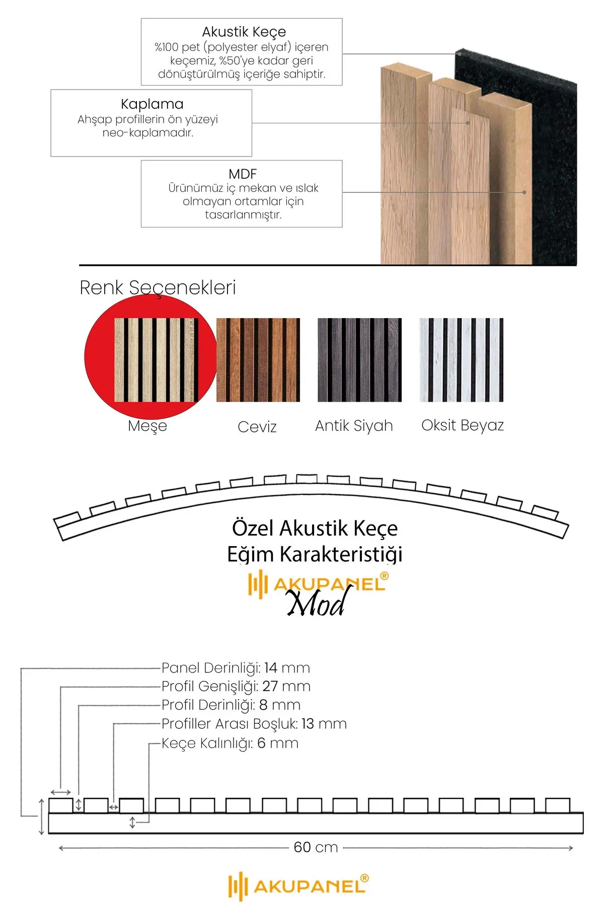 Mod14 60x245 Cm Meşe Renk Akustik Ahşap Duvar Paneli