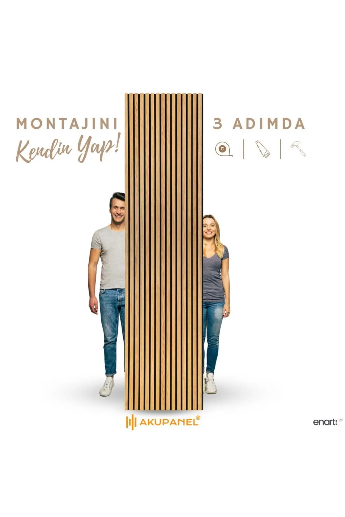 Mod14 60x245 Cm Meşe Renk Akustik Ahşap Duvar Paneli