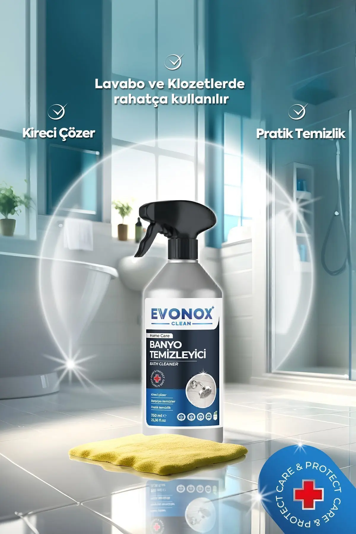 Clean Ultra Güçlü Banyo Temizleyici ve Kireç Çözücü Okyanus Kokulu Sprey 750 ml