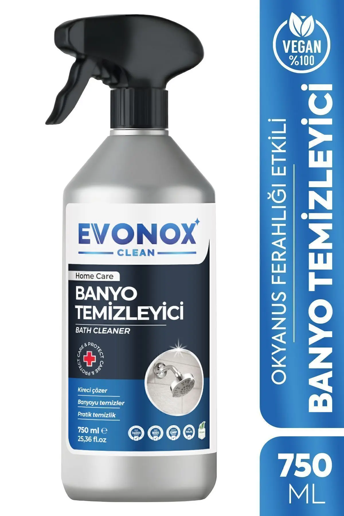 Evonox Clean Ultra Güçlü Banyo Temizleyici ve Kireç Çözücü Okyanus Kokulu Sprey 750 ml