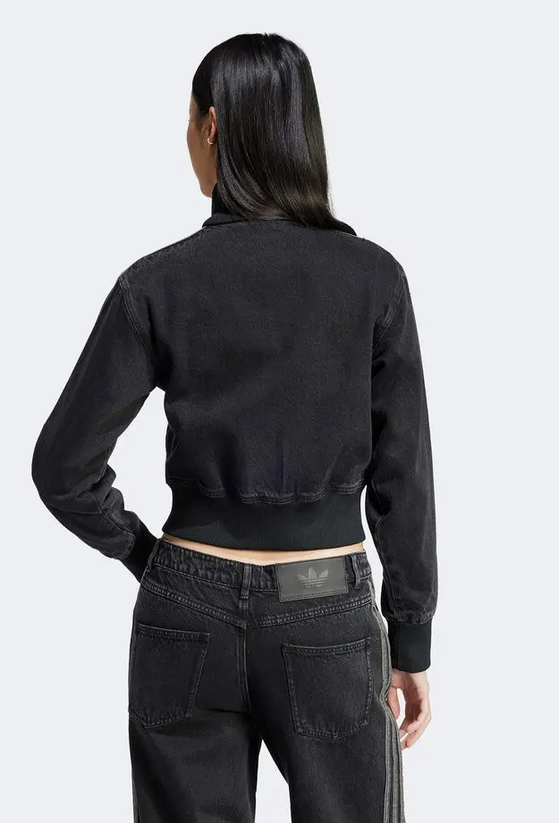 adidas Adicolor Denim Fermuarlı Kadın Siyah Eşofman Üstü