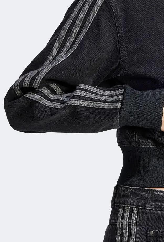 adidas Adicolor Denim Fermuarlı Kadın Siyah Eşofman Üstü