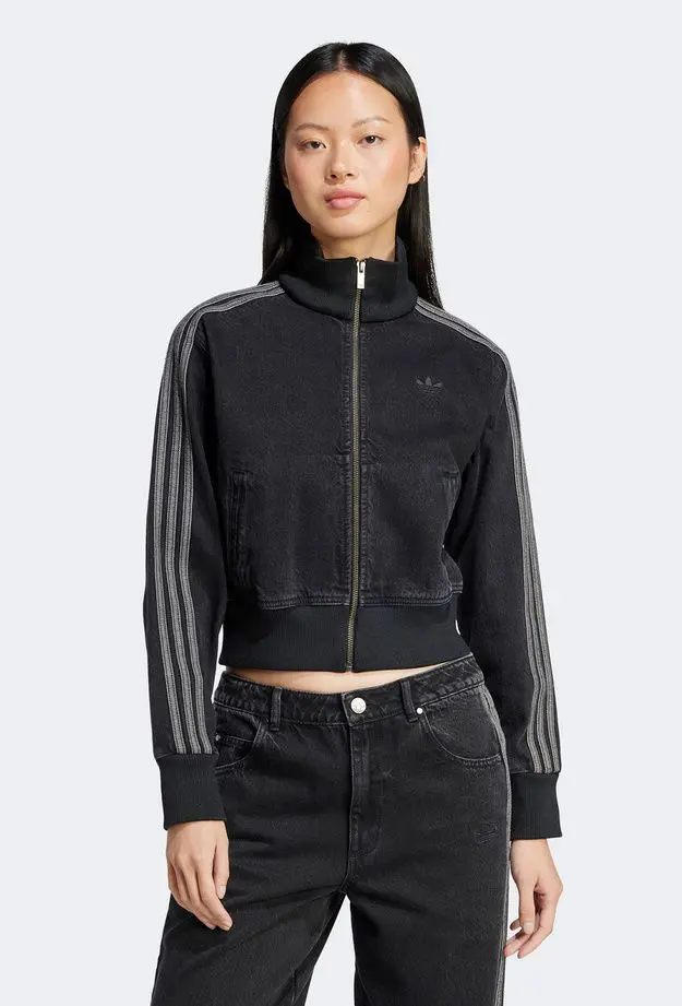 adidas Adicolor Denim Fermuarlı Kadın Siyah Eşofman Üstü