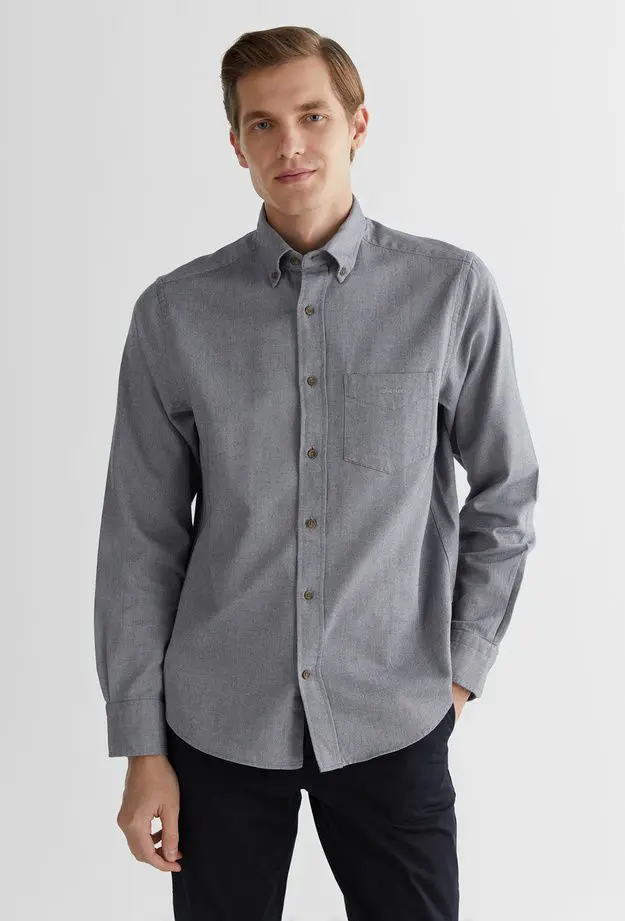 GANT Erkek Gri Regular Fit Düğmeli Yaka Gömlek