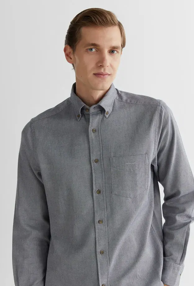 GANT Erkek Gri Regular Fit Düğmeli Yaka Gömlek