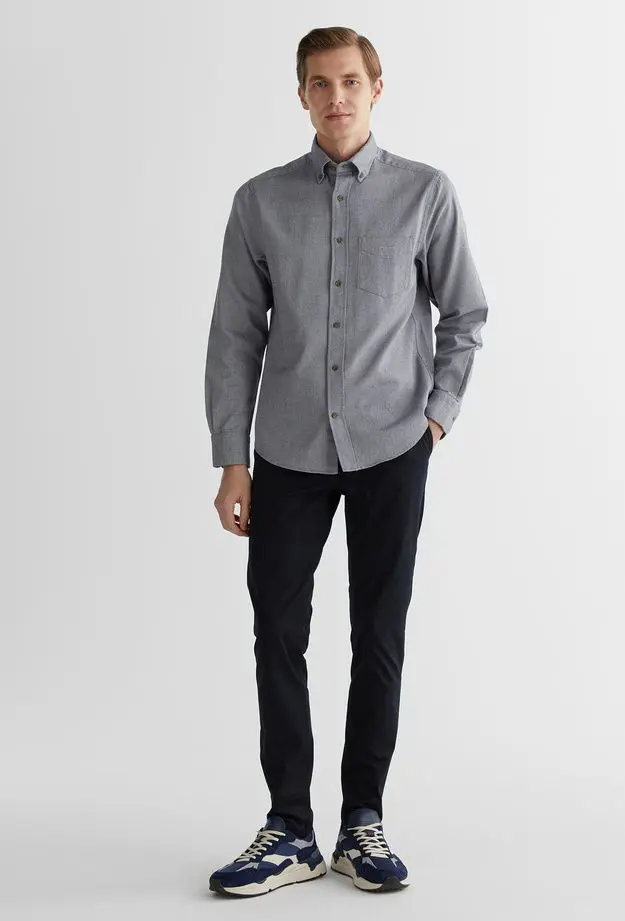 GANT Erkek Gri Regular Fit Düğmeli Yaka Gömlek