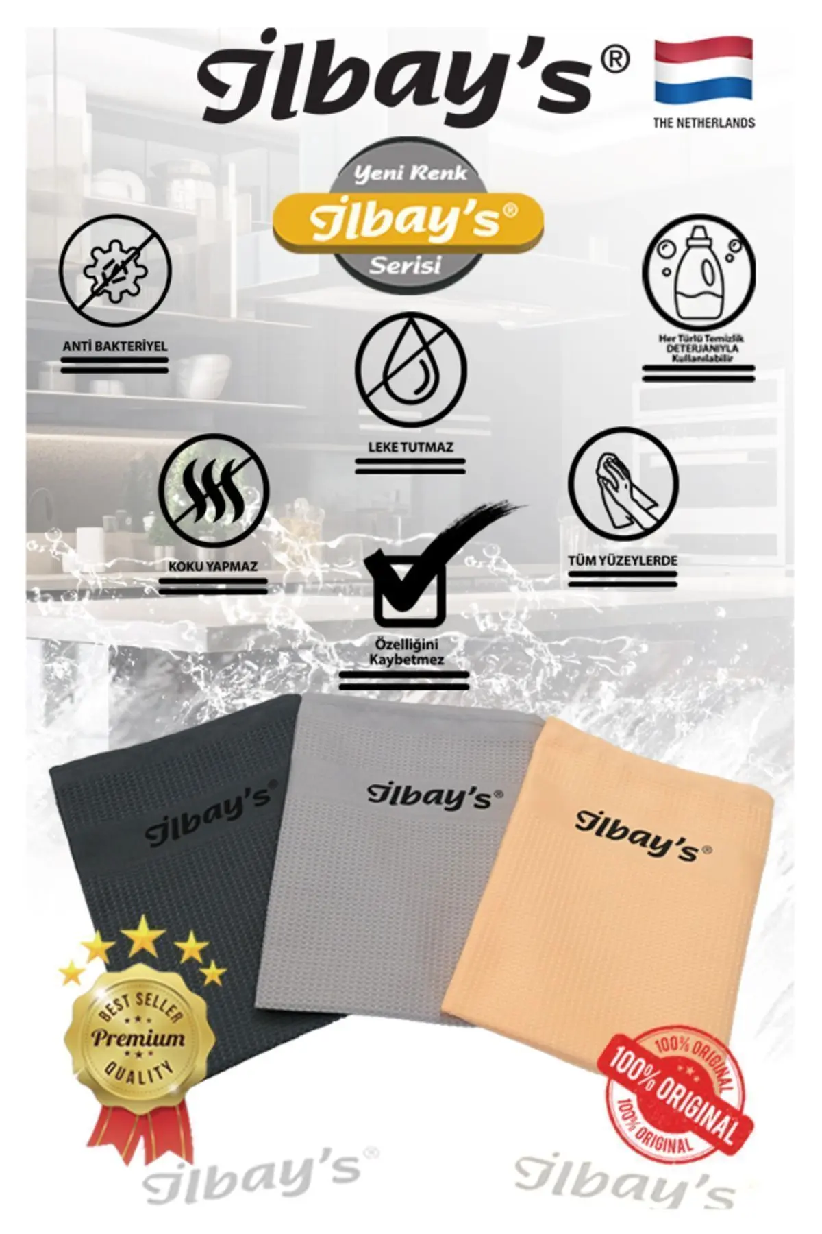 İthal 3'lü Mikrofiber Temizlik Bezi (40*60cm) Baskılı Yeni Renk Serisi