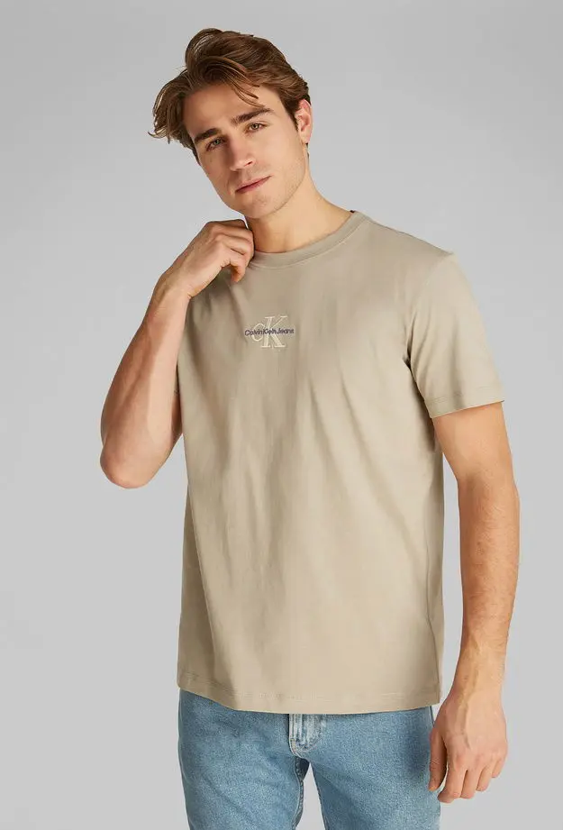 Calvin Klein Jeans Calvin Klein Monologo Erkek Gri T-Shirt