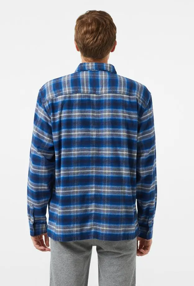Vans Montwood Zip Flannel Erkek Mavi T-Shirt