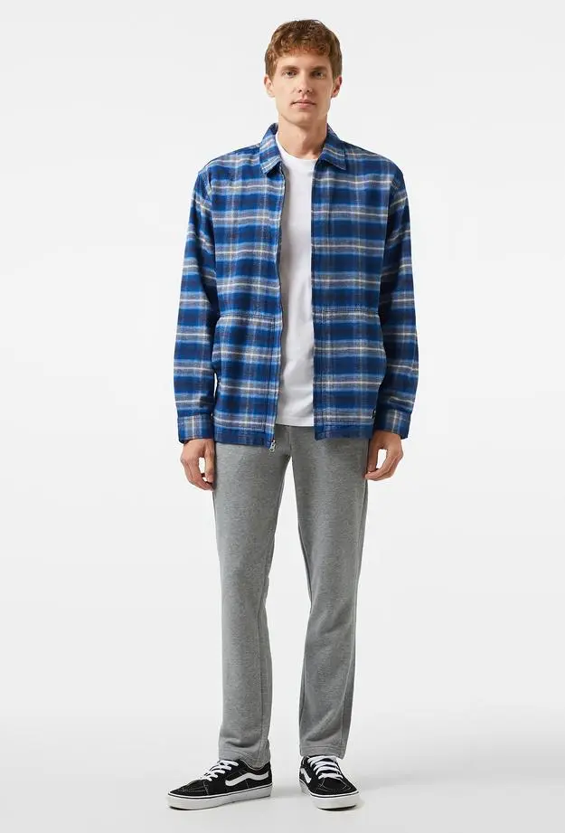 Vans Montwood Zip Flannel Erkek Mavi T-Shirt