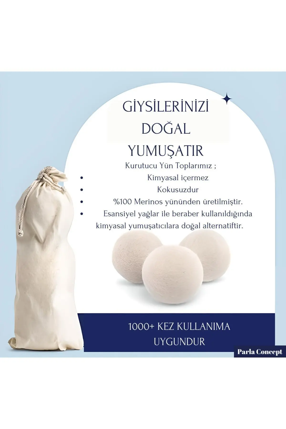 Çamaşır Yün Kurutma Topu ve Koku Seti - Kurutma Makinesi İçin - 3 Adet Top ve 2 Adet Koku - XL