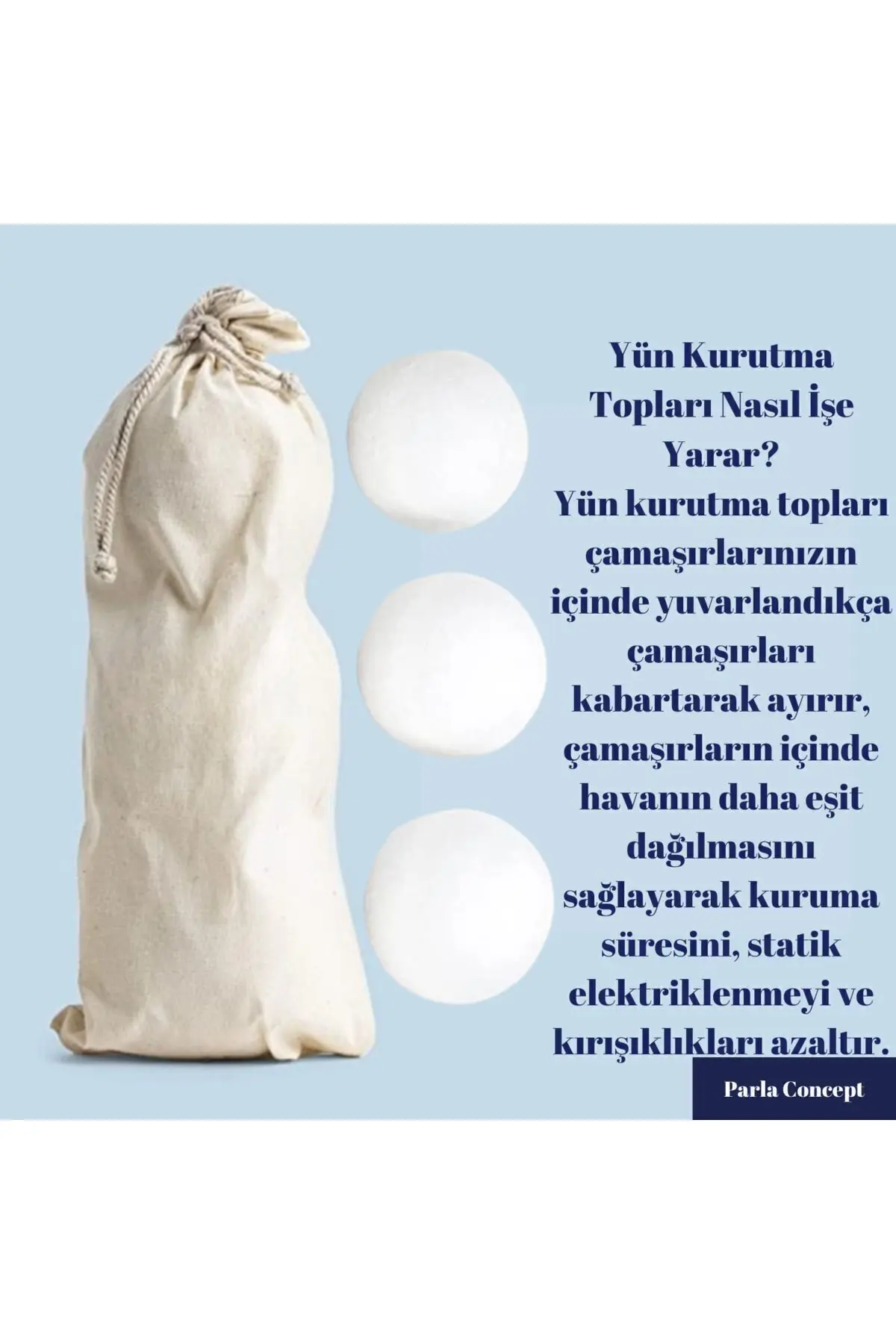 Çamaşır Yün Kurutma Topu ve Koku Seti - Kurutma Makinesi İçin - 3 Adet Top ve 2 Adet Koku - XL