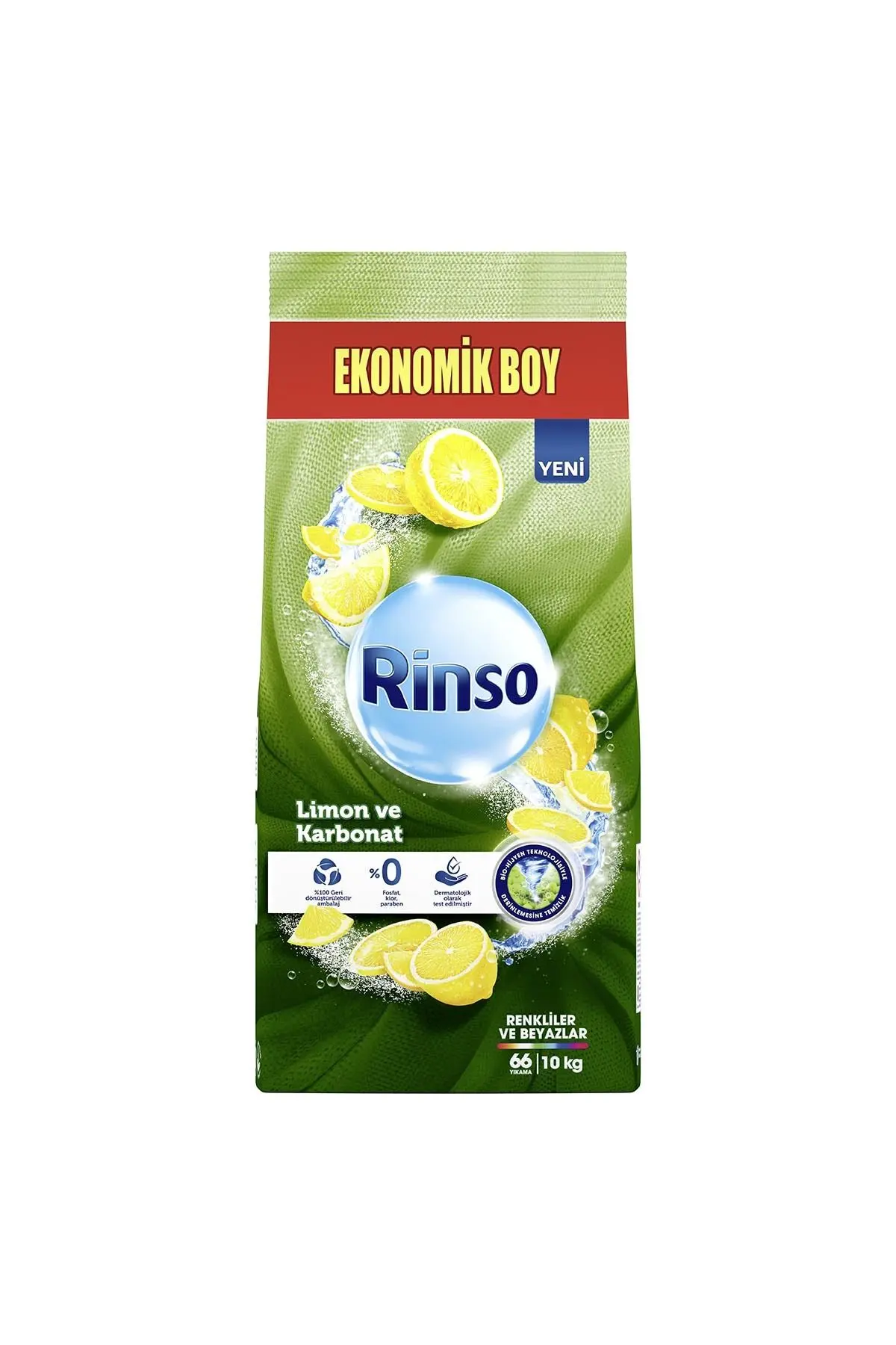 Toz Çamaşır Deterjanı Limon Ve Karbonat Renkliler Ve Beyazlar Için 10 Kg X1