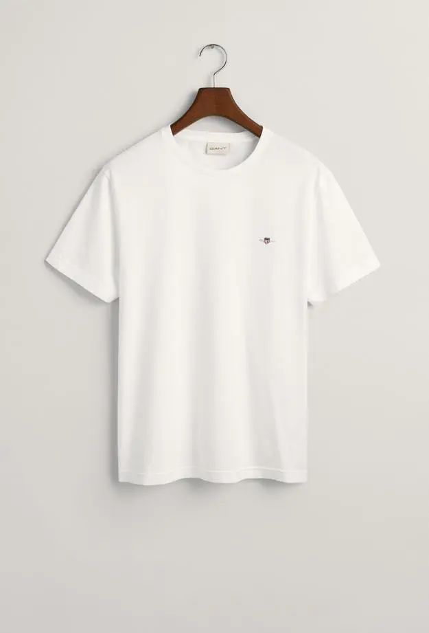 GANT Erkek Beyaz Regular Fit Bisiklet Yaka T-Shirt