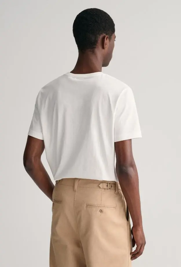 GANT Erkek Beyaz Regular Fit Bisiklet Yaka T-Shirt