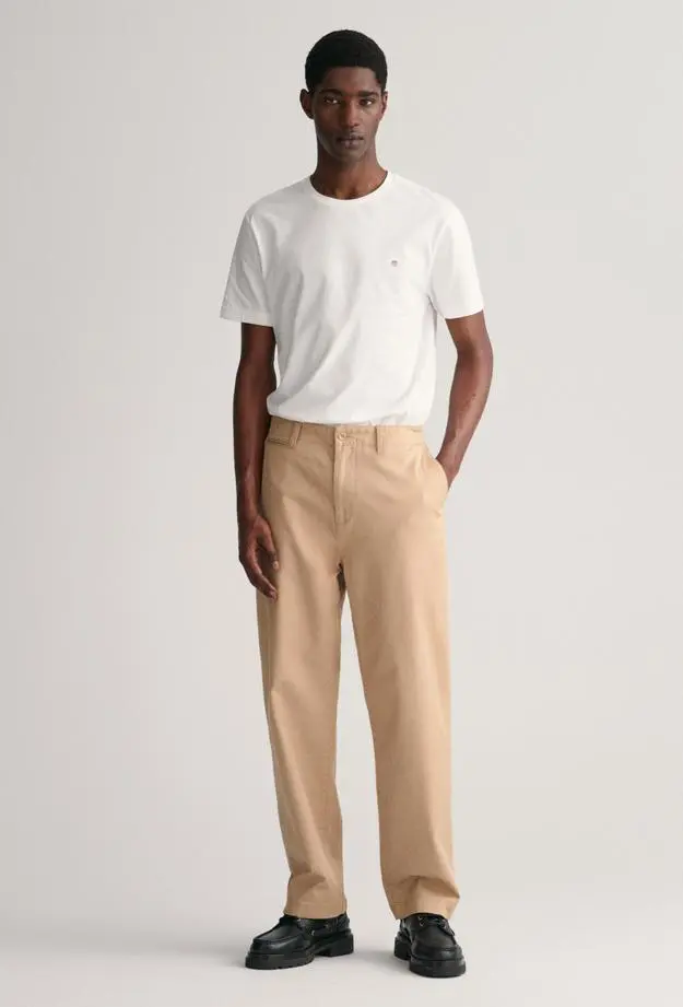 GANT Erkek Beyaz Regular Fit Bisiklet Yaka T-Shirt