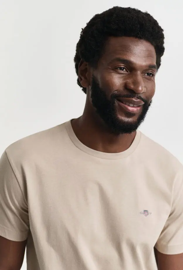 GANT Erkek Bej Regular Fit Bisiklet Yaka T-Shirt