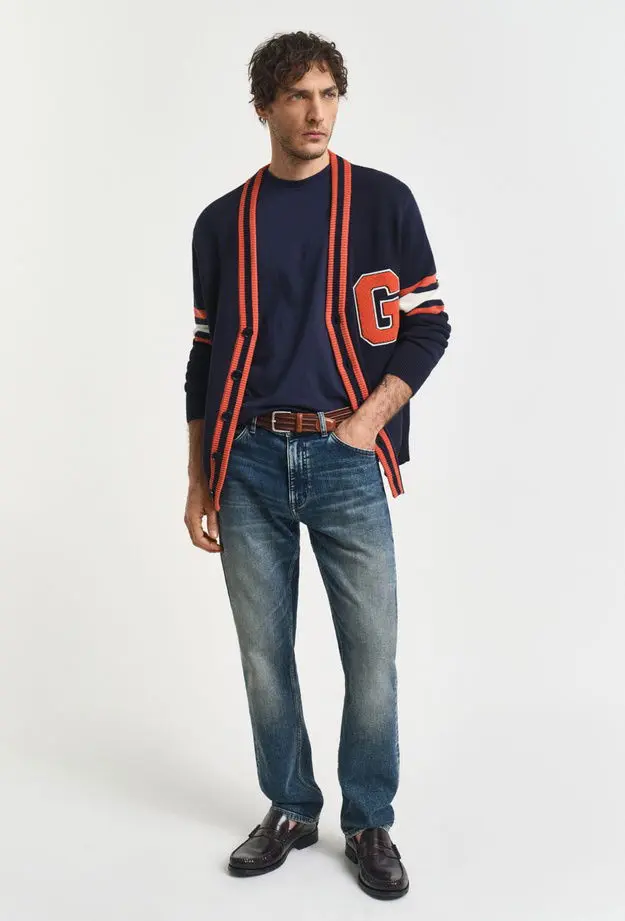 GANT Erkek Lacivert Regular Fit Bisiklet Yaka T-Shirt